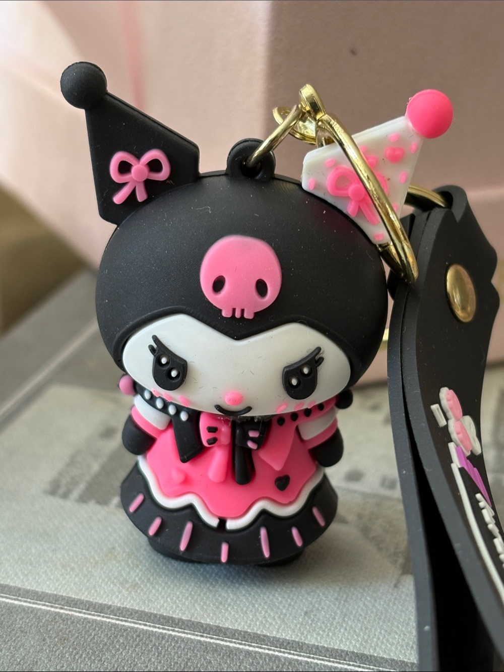 Kuromi Style Kawaii Aimee Bunny Keychain Cute Pink Gothic cartoon Bag Charm